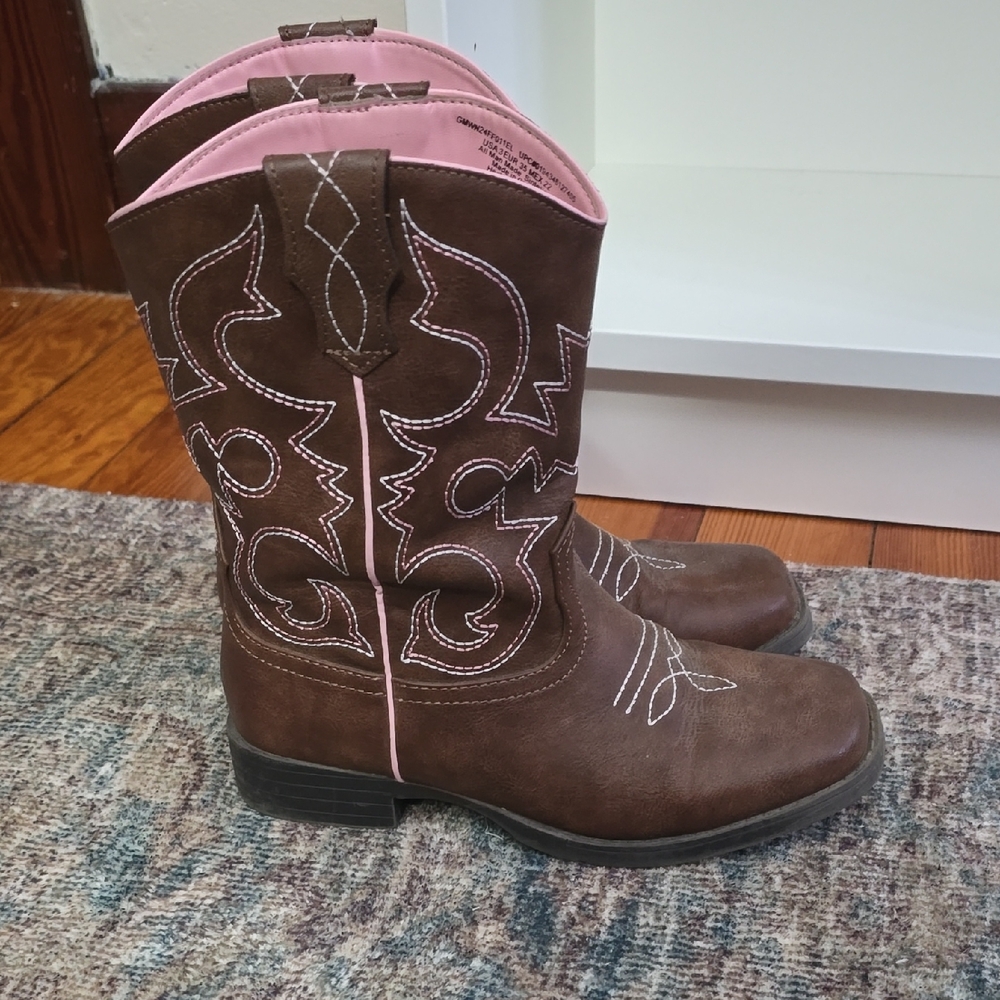 Brown and Pink Western Boots